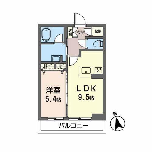 BELLET仙台(1LDK/2階)の間取り写真