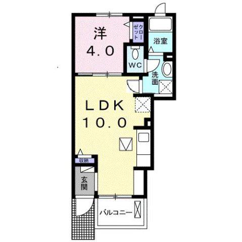 レヴリーII(1LDK/1階)の間取り写真