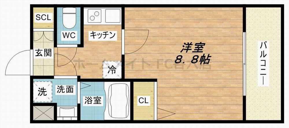 プレサンス谷町九丁目駅前(1K/13階)の間取り写真