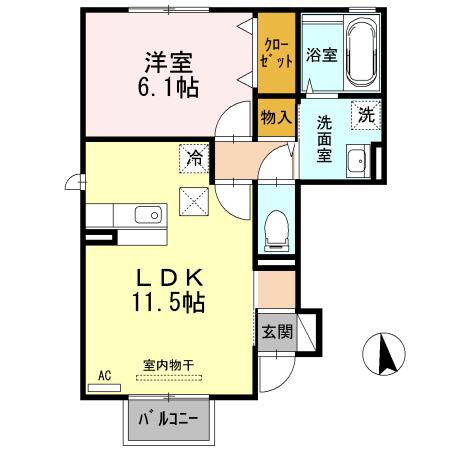 グリュック A(1LDK/1階)の間取り写真