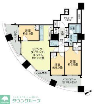 HIBARITOWER(3LDK/10階)の間取り写真