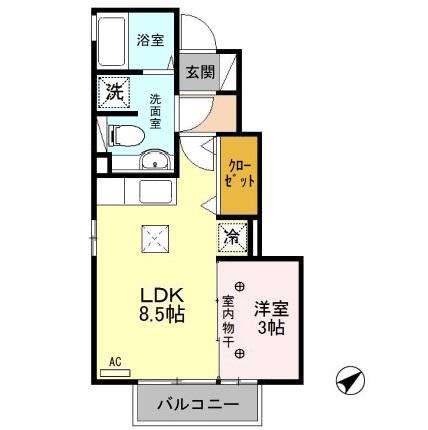 グランモア楓(1LDK/1階)の間取り写真