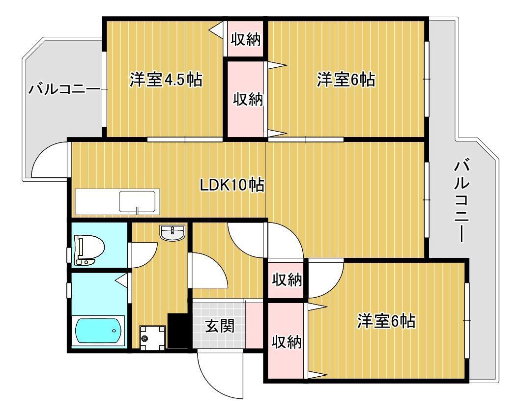 紫原パークマンション(3LDK/4階)の間取り写真