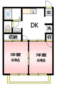 ハイツ壱番館(2DK/2階)の間取り写真