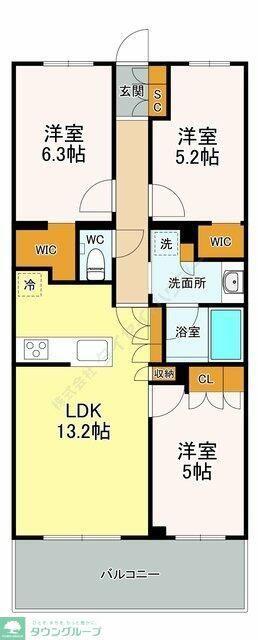 KDXレジデンス武蔵境II(3LDK/1階)の間取り写真