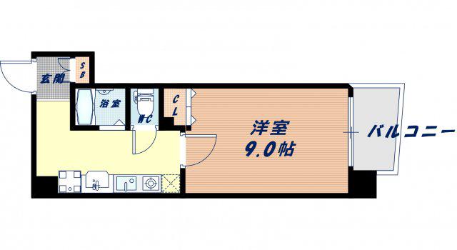 ラナップスクエア阿波座(1K/4階)の間取り写真