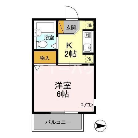 ロイヤルコート弐番館(1K/1階)の間取り写真