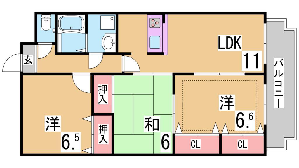 ピュアプルーン(3LDK/3階)の間取り写真