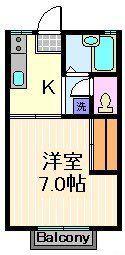コーポヒラノ(1K/2階)の間取り写真