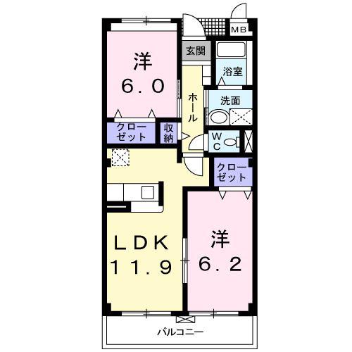 エトワール城東(2LDK/3階)の間取り写真