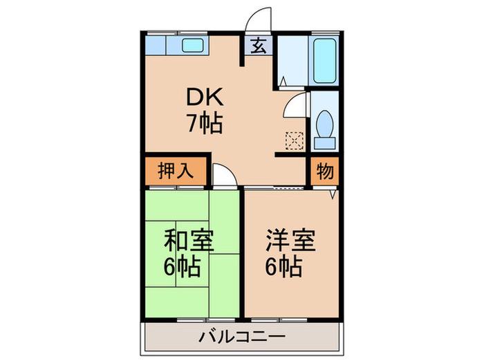 メイプルB(2DK/2階)の間取り写真