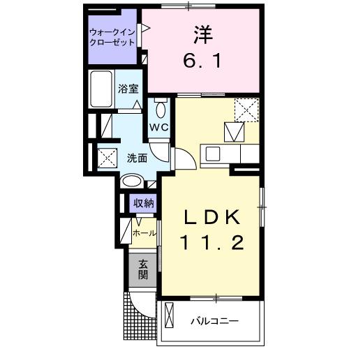 アクアビサイドコンフォルトI(1LDK/1階)の間取り写真