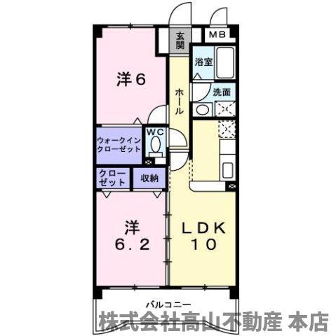 ボーフェン ドゥリー(2LDK/4階)の間取り写真