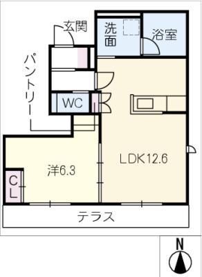 C´S天白八事(1LDK/1階)の間取り写真