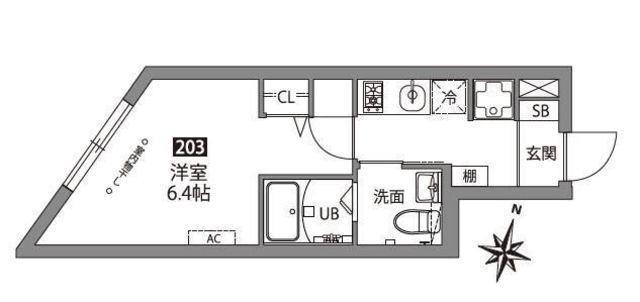FABRIC中井(1K/2階)の間取り写真