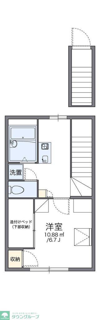 レオパレスなかやまII(1K/2階)の間取り写真