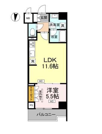 ロイジェント潮見(1LDK/7階)の間取り写真