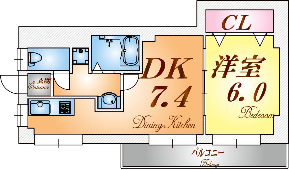 ラムール鈴蘭台南(1DK/3階)の間取り写真