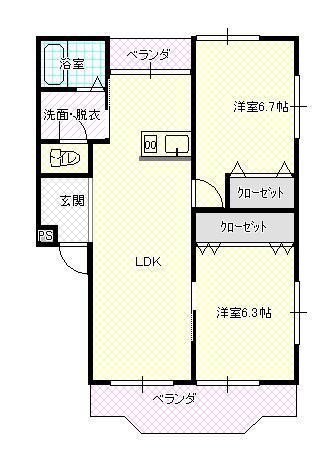 ドレッセ吉原(2LDK/1階)の間取り写真