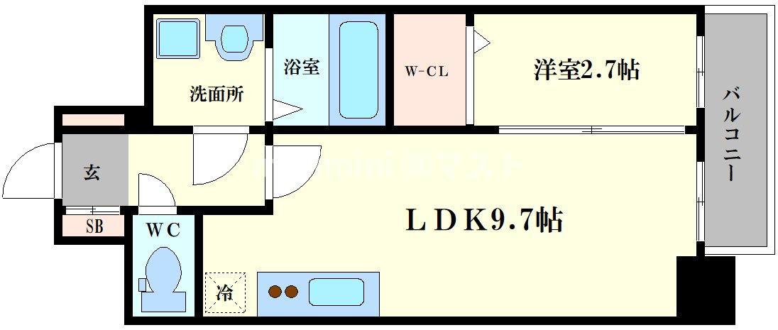 アプリーレ西本町(1LDK/4階)の間取り写真