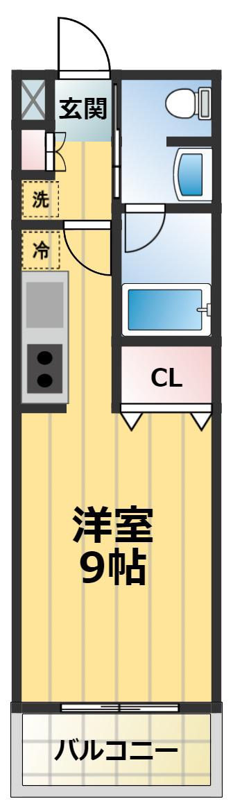 クオーレ(ワンルーム/3階)の間取り写真