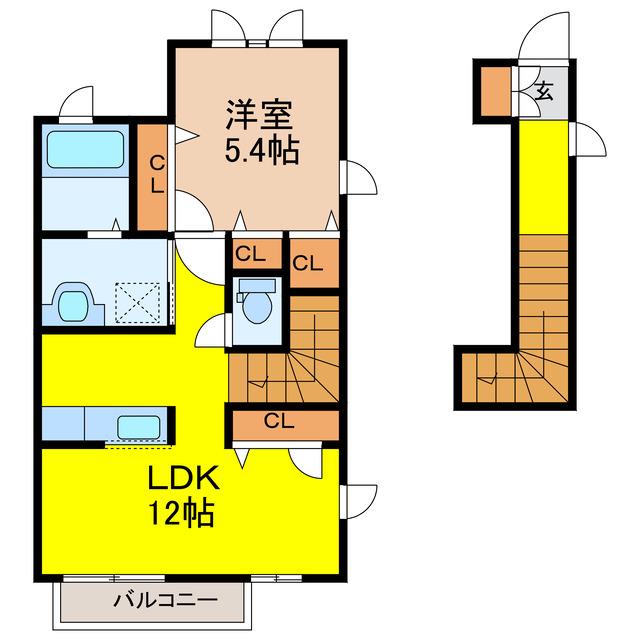アーバン(1LDK/2階)の間取り写真