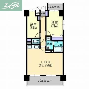 ル・サンク西市(2LDK/1階)の間取り写真