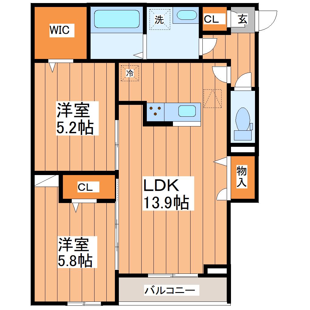 CLASSEUM連坊I(2LDK/3階)の間取り写真