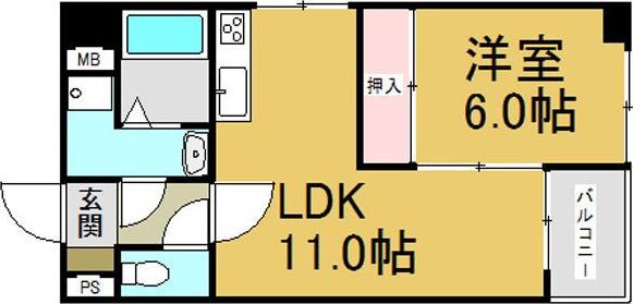 アーク上前津ビル(1LDK/4階)の間取り写真