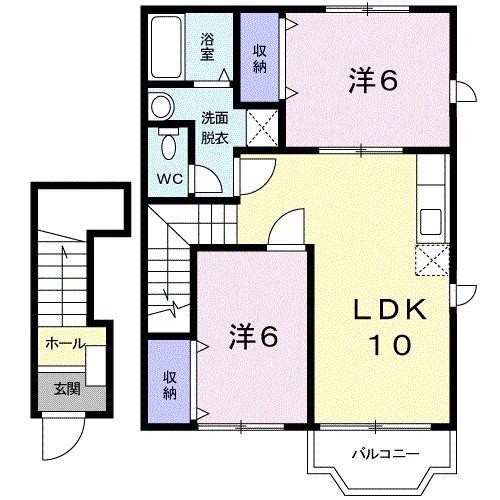 サンハイム江無田A(2LDK/2階)の間取り写真