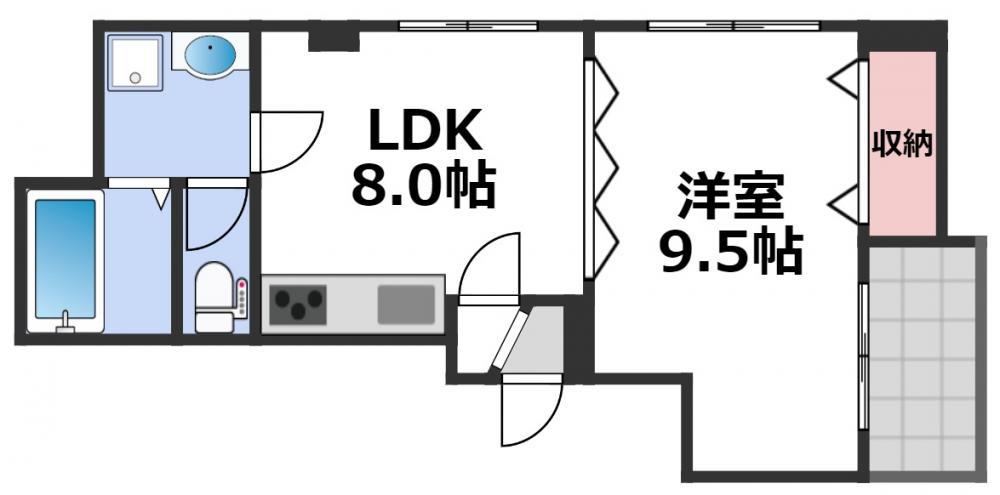 STKビル(1LDK/5階)の間取り写真