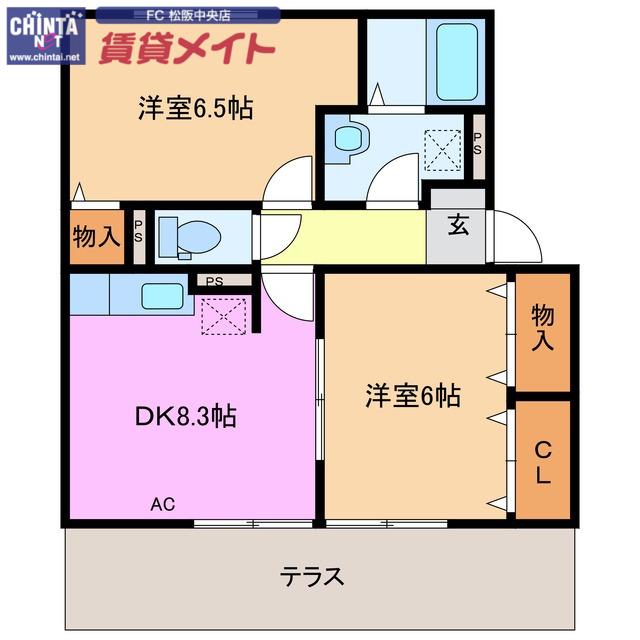 和み B棟(2DK/1階)の間取り写真
