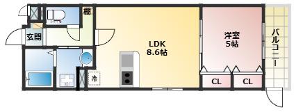 MISTRAL龍野町(1LDK/2階)の間取り写真