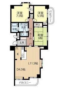 オリンピア南9条マンション(3LDK/6階)の間取り写真