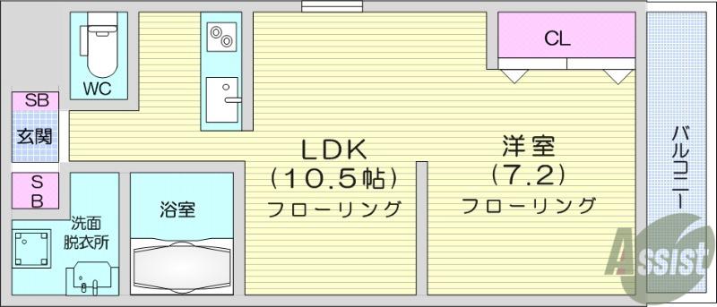 しゃとれ梅田町(1LDK/1階)の間取り写真
