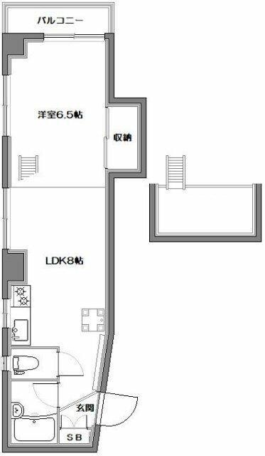 笠原ビル(1LDK/3階)の間取り写真