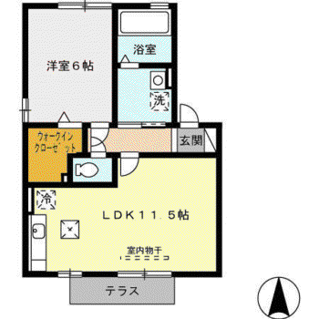 アメニティブリーズ(1LDK/1階)の間取り写真