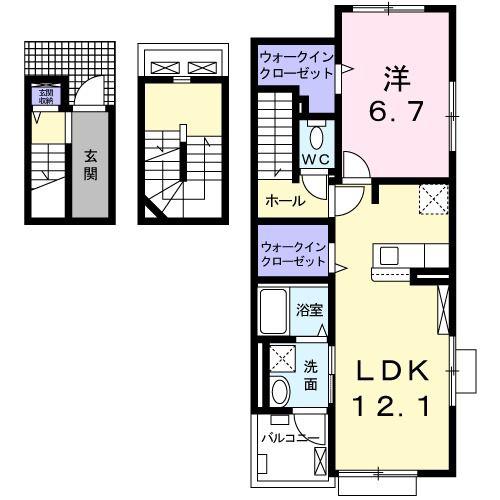 エクシードⅢ(1LDK/3階)の間取り写真