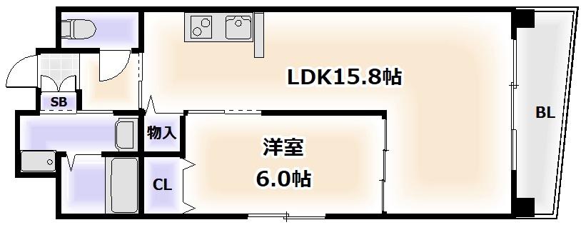 ビラージュプラム(1LDK/6階)の間取り写真
