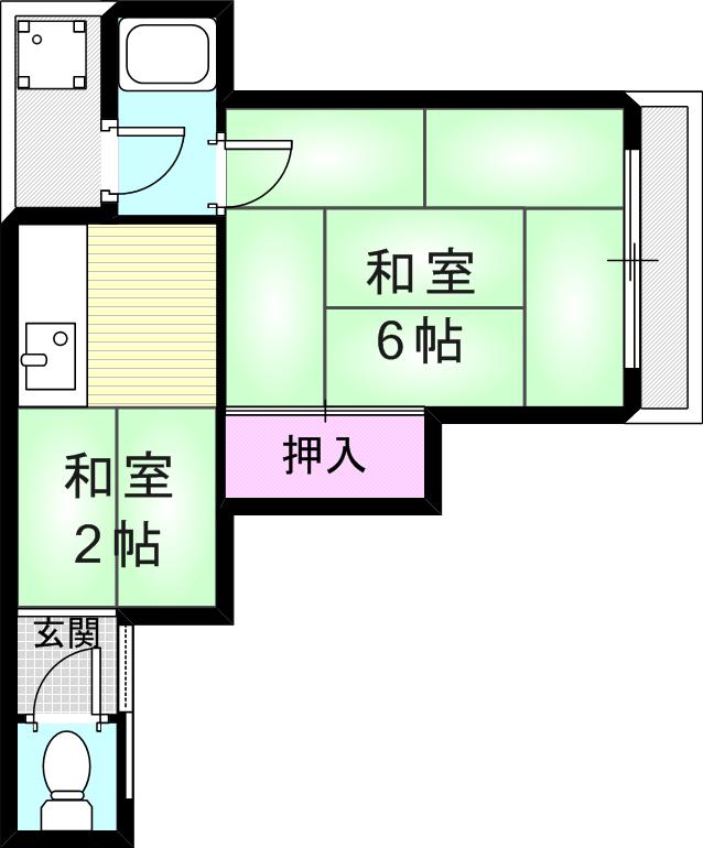 檜川町アパート(1DK/2階)の間取り写真