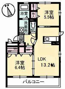 サンライズスクエアA(2LDK/3階)の間取り写真