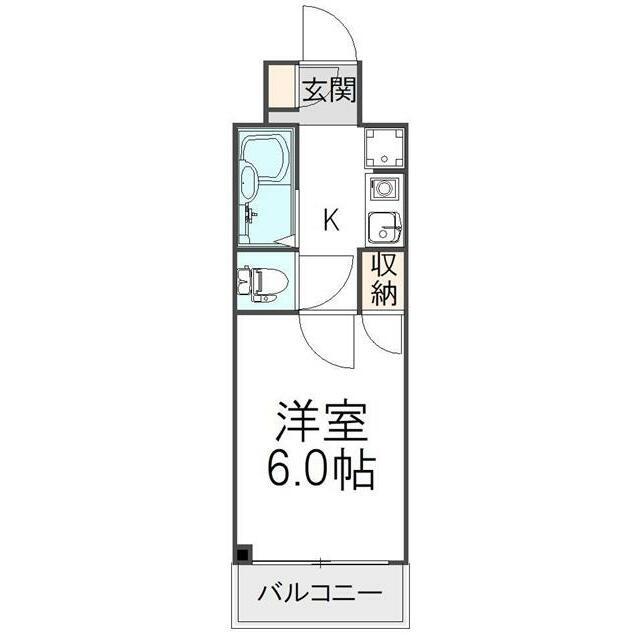ベルシティ(1K/6階)の間取り写真
