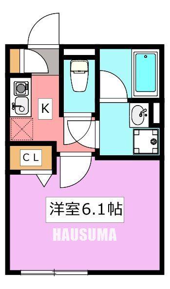 IXO西が丘(1K/2階)の間取り写真