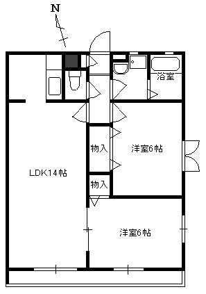 シェモア(2LDK/3階)の間取り写真