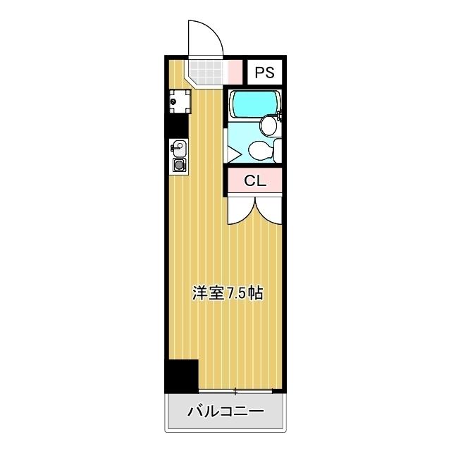 ヒルズ実方(ワンルーム/3階)の間取り写真