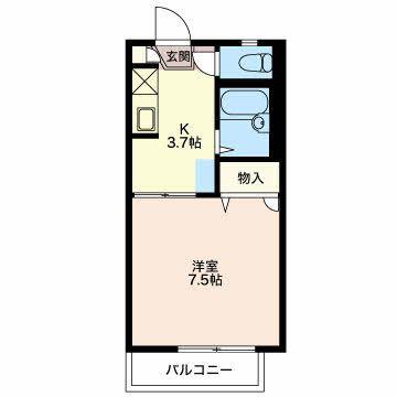 レーベン新田(1K/2階)の間取り写真