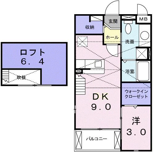 リープライツ(1DK/2階)の間取り写真