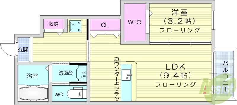 ブランドール銀杏町(1LDK/1階)の間取り写真