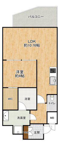 プレジオ松屋町(1LDK/11階)の間取り写真