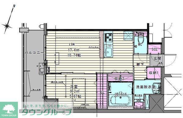 浦和テラス(1LDK/6階)の間取り写真